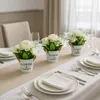 Ensemble de 3 pots de fleurs artificielles blancs avec Voir les images du produit 1