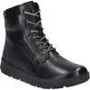 A studio shot of a black leather boot. Podgląd zdjęcia produktu