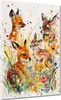 Abstrakte Rehe im bunten Wald Leinwandbild Wandbild Produktbild-Vorschau 1