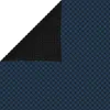 A folded pool solar cover with a blue dotted pattern on one side and a black bubble pattern on the other. Produktbild-Vorschau