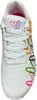 A close-up view of the front of a white SKECHERS sneaker with colorful floral designs. Produktbild-Vorschau