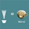 A diagram showing a coffee capsule and its contents equaling a cup of coffee. Produktbild-Vorschau