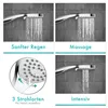A collage of four images showing a shower head with different spray patterns and a close-up of the shower head's nozzle. Anteprima dell’immagine prodotto