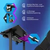A close-up view of the underside of a black adjustable desk, with various accessories and features highlighted. Anteprima dell’immagine prodotto
