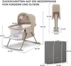 A diagram showing the dimensions of a baby crib and its carrying bag, with text in German. Produktbild-Vorschau