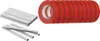 A set of staples and rolls of red double-sided tape against a white background. Náhľad obrázku produktu
