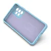 The back of a light blue phone case with a translucent purple insert. Produktbild-Vorschau