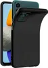 A black phone case is shown diagonally in front of a smartphone. Podgląd zdjęcia produktu
