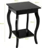 A black wooden side table with dimensions indicated by text overlays. Podgląd zdjęcia produktu