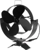 A black stove fan with four blades is shown against a white background. Voir les images du produit