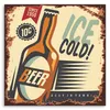 Leinwandbild retro-schild kaltes bier 40x40 cm Feeby braun Produktbild-Vorschau 3