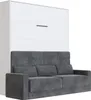 Schrankbett M1 140x200 Weiss  mit Sofa Anthrazit   mit Produktbild-Vorschau 1