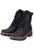 A pair of black lace-up boots with fur lining. Voir les images du produit
