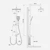 Technical drawing of a shower system with dimensions. Podgląd zdjęcia produktu
