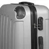Close-up view of the corner and side of a silver suitcase. Produktbild-Vorschau