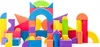A collection of colorful foam building blocks arranged in a playful structure against a white background. Voir les images du produit