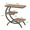 A 3-tier C-shaped side table with dimensions indicated by text overlays. Voir les images du produit