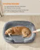 A dog sleeping in a dog bed with text describing its features. Náhled obrázku produktu