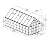 A diagram of a greenhouse with dimensions indicated. Produktbild-Vorschau