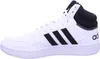 A side view of a white Adidas high-top sneaker with black stripes and collar. Produktbild-Vorschau