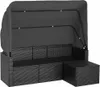vidaXL 3-Sitzer-Gartensofa mit Dach und Fußhocker Schwarz Produktbild-Vorschau 4