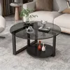Couchtisch Runder Beistelltisch, Ø60x 45cm, 2 Ebenen mit Produktbild-Vorschau 1