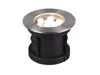 A round, recessed ground spotlight with a stainless steel rim and black housing, featuring multiple white LED lights. Podgląd zdjęcia produktu