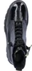 A top-down view of a black patent leather boot with laces. Produktbild-Vorschau