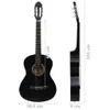 vidaXL Gitara klasyczna dla początkujących czarna 4/4 39" Podgląd zdjęcia produktu 6