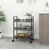 vidaXL Kuchynský vozík 3 police čierny 46x26x64 cm železo Náhľad obrázku produktu 2