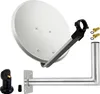A satellite dish and its mounting hardware are displayed against a white background. Produktbild-Vorschau