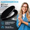 A woman is smiling and clapping her hands next to a black toilet seat. Text overlays provide customer service information and company details. Náhled obrázku produktu