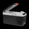 A portable cooler box with its lid open, shown against a black background. Produktbild-Vorschau