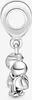 A silver charm of a couple hugging, hanging from a loop. Produktbild-Vorschau