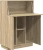 A wooden cabinet with its top section open, revealing shelves and compartments. Anteprima dell’immagine prodotto