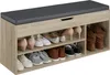A shoe bench with storage shelves filled with shoes and boots. Náhled obrázku produktu