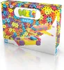 A product box for Meli Basic building blocks, showing a colorful assortment of the blocks and two examples of built structures (a car and an airplane). Produktbild-Vorschau