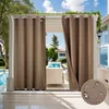 Outdoor curtains on a patio with a pool and furniture. Produktbild-Vorschau