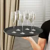 WELLGRO Kellnertablett Schwarz Ø 35 cm – Rutschfestes Produktbild-Vorschau 2