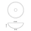 Technical drawings of a sink, showing top and side views with dimensions. Produktbild-Vorschau