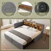 A bed with storage and USB ports, shown with close-up feature callouts. Anteprima dell’immagine prodotto