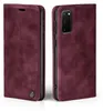 A burgundy flip case for a smartphone is shown from two angles. Produktbild-Vorschau