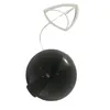 A black fuel cap with a clear plastic tether and cap holder, isolated on a white background. Produktbild-Vorschau