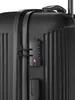 A close-up view of a black suitcase with a combination lock. Produktbild-Vorschau