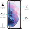 A smartphone screen protector is shown with various features highlighted by text and icons. Produktbild-Vorschau