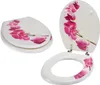 A toilet seat and lid decorated with pink orchids, shown from two different angles. Náhľad obrázku produktu