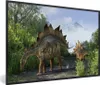 MuchoWow® Gerahmtes Poster Dinosaurier - Berg - Wald - Produktbild-Vorschau 1