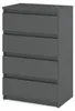 Kommode „HIT“, 4 Schubladen, 60 cm, Mattgrau Produktbild-Vorschau 4