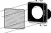 Diagram showing a ventilation grille and a fan housing with dimensions. Podgląd zdjęcia produktu