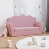 vidaXL Kinder-Schlafsofa 2-Sitzer Rosa Weicher Plüsch Produktbild-Vorschau 2